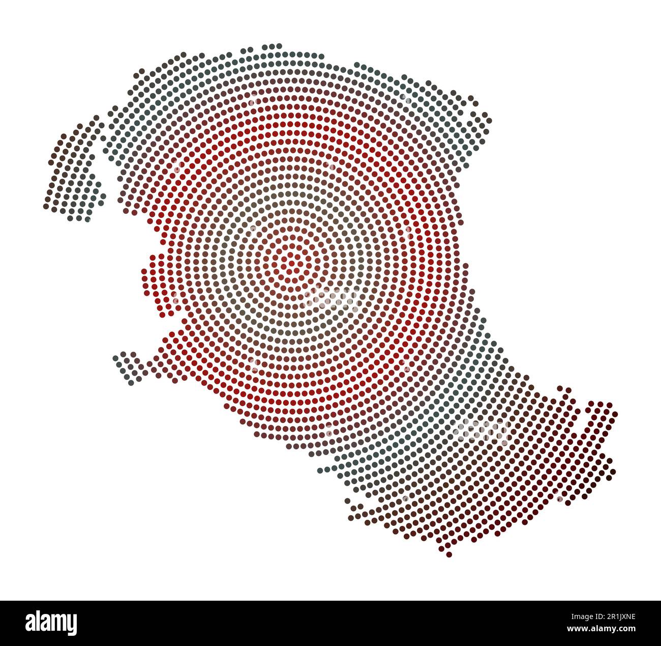 Mappa punteggiata di Parrot Cay. Forma digitale di Parrot Cay. Icona tecnologica dell'isola con punti graduati. Illustrazione vettoriale moderna. Illustrazione Vettoriale