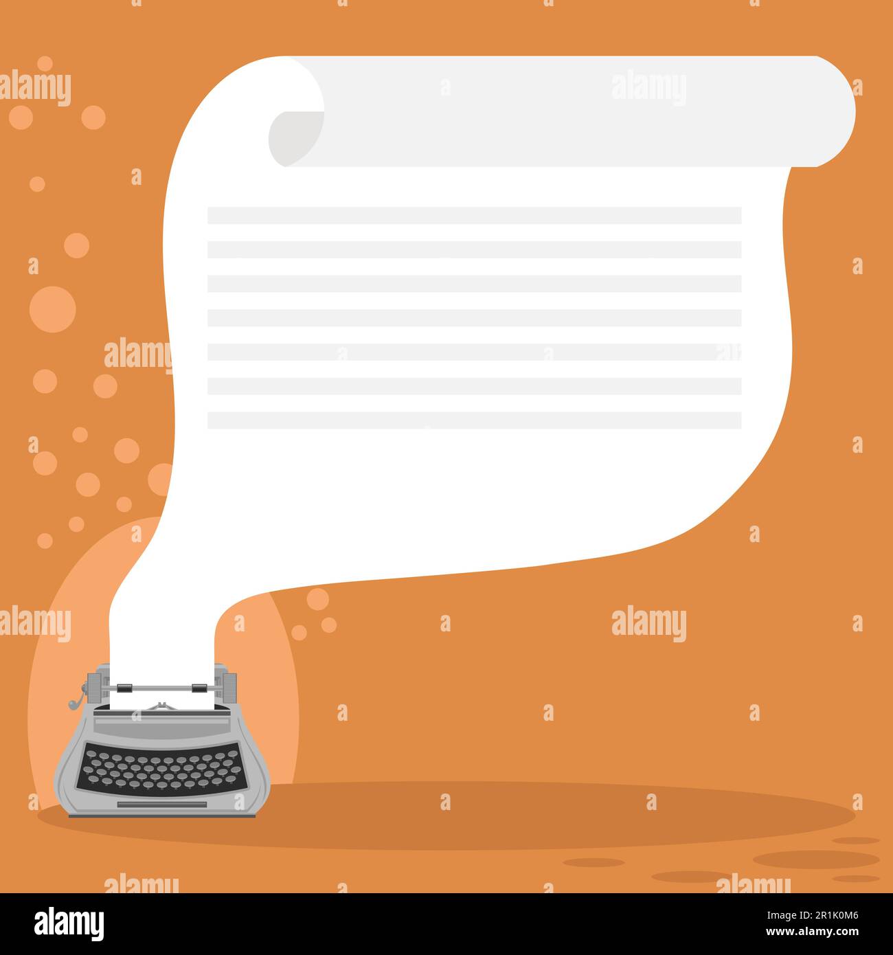 Icona della macchina da scrivere in grigio vettoriale isolata su sfondo arancione Illustrazione Vettoriale