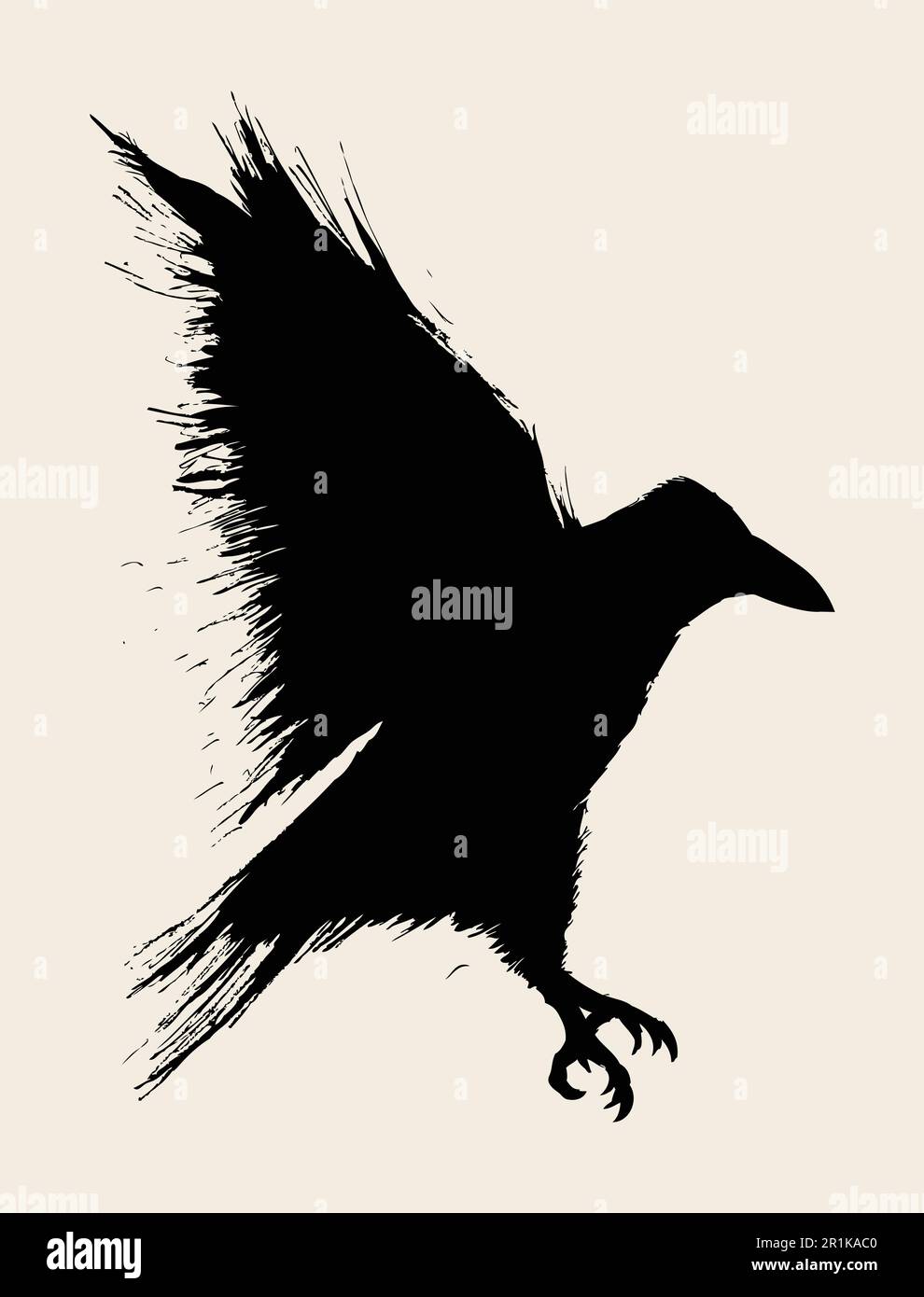 Semplice illustrazione di un corvo con inchiostro Illustrazione Vettoriale