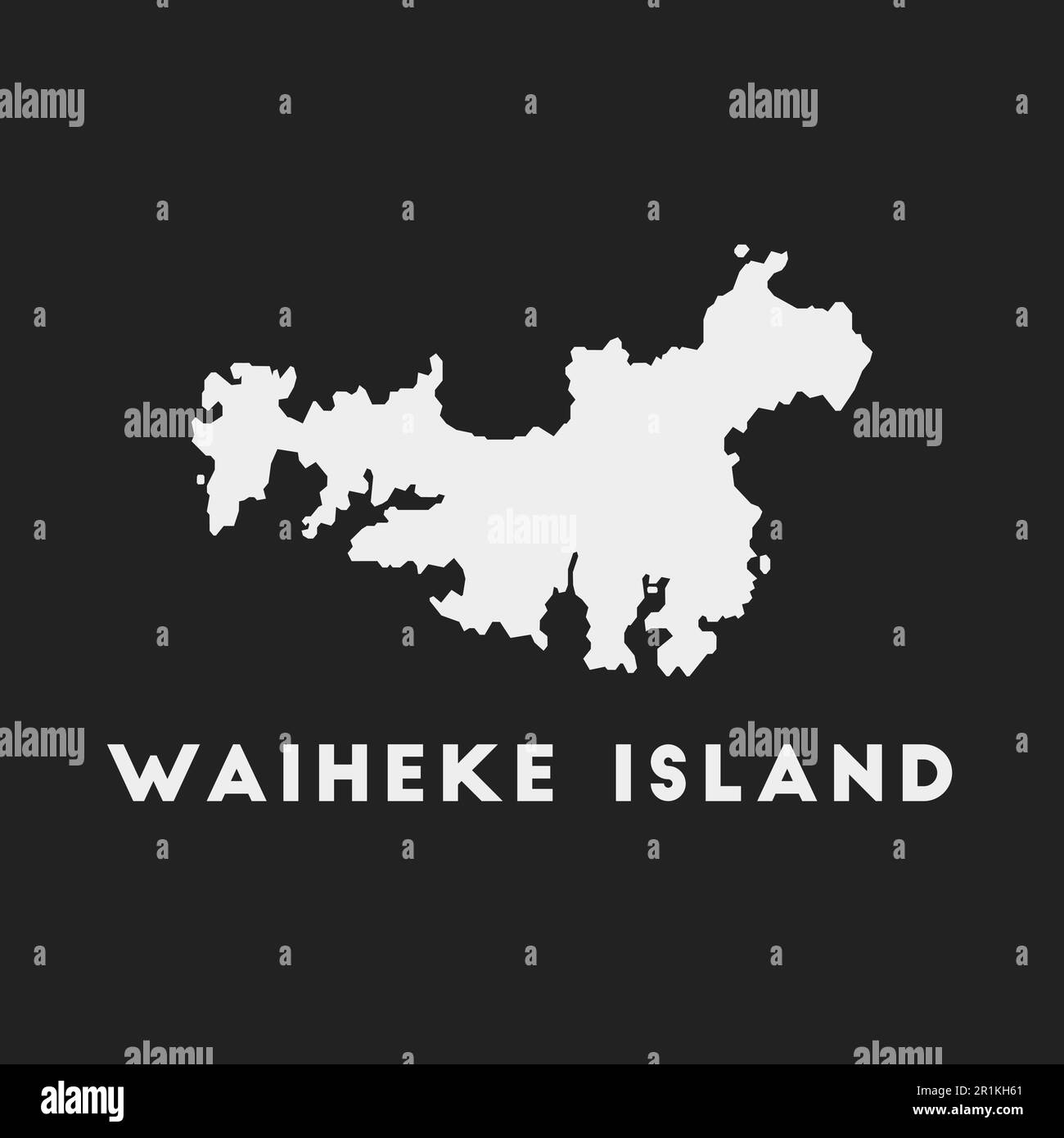 Icona di Waiheke Island. Mappa su sfondo scuro. Elegante mappa di Waiheke Island con nome. Illustrazione vettoriale. Illustrazione Vettoriale