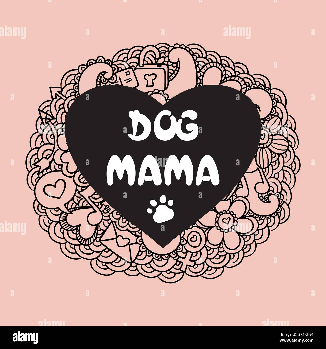 Dog Mama Dog T-shirt Design Illustrazione Vettoriale
