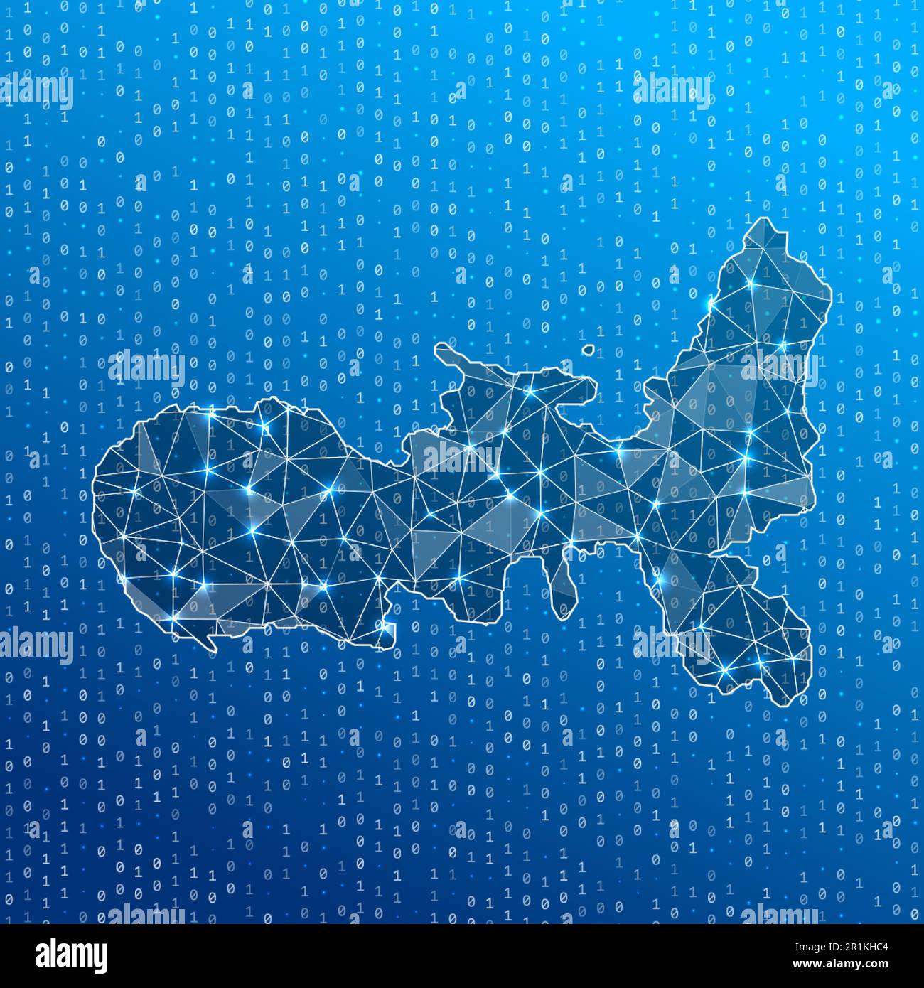 Mappa della rete dell'isola d'Elba mappa digitale dei collegamenti. Tecnologia, Internet, rete, concetto di telecomunicazione. Illustrazione vettoriale. Illustrazione Vettoriale