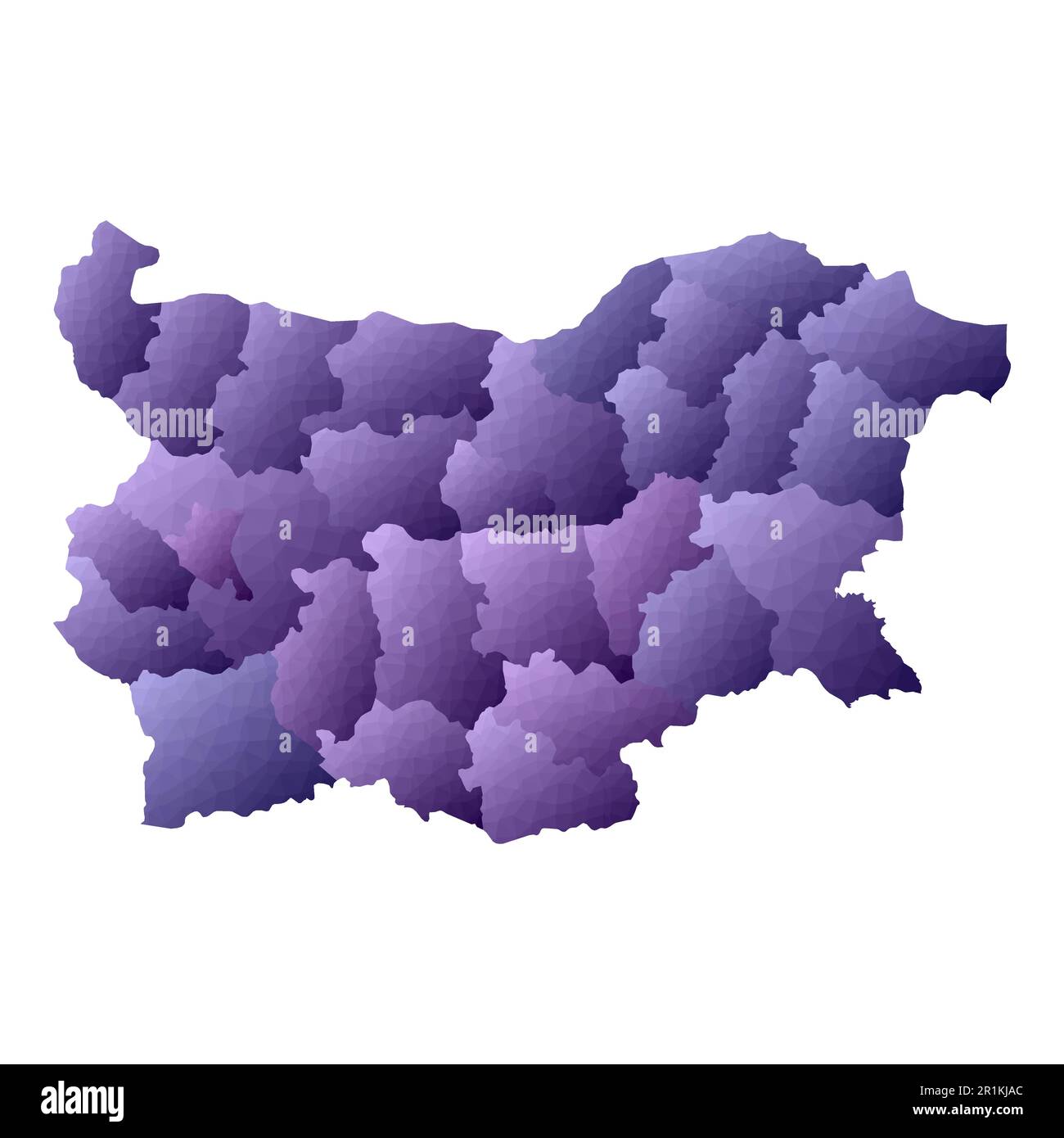 Mappa della Bulgaria. Stile geometrico contorno paese. Affascinante illustrazione vettoriale viola. Illustrazione Vettoriale