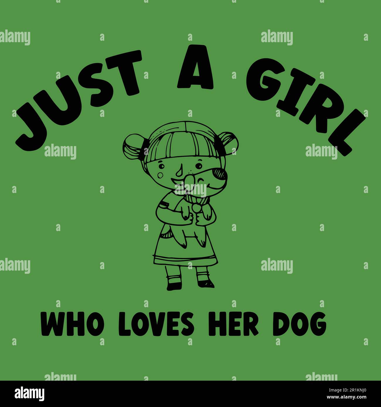 Appena Una ragazza che ama il suo cane - disegno della T-shirt dell'amante del cane Illustrazione Vettoriale