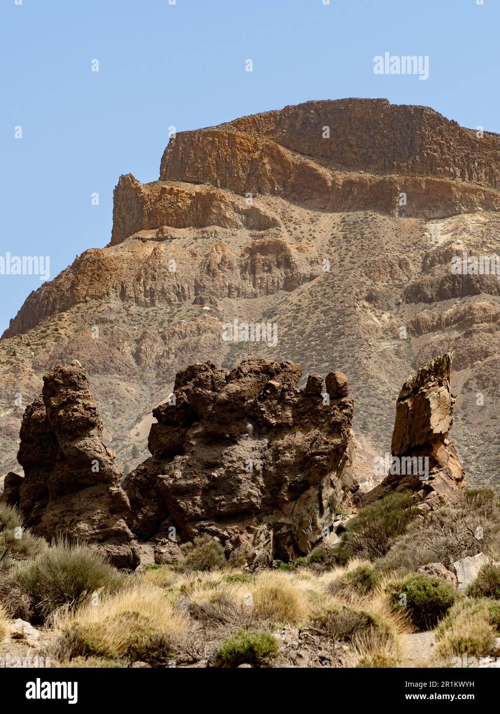 Area del punto di vista delle piastrelle di belvedere nel Parco Nazionale del Teide, Tenerife Foto Stock