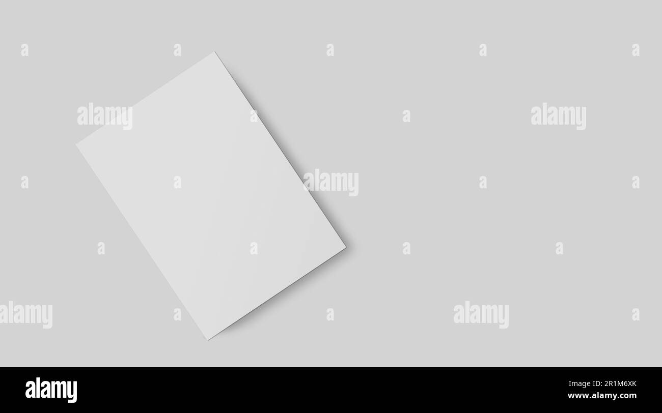 Cancelleria con branding vuota isolata in grigio come modello per la presentazione del design delle identità. Foto Stock