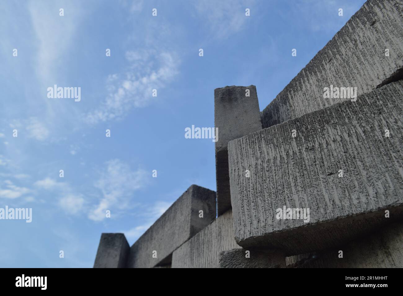 Sfondo, forma, struttura di pareti o pareti in mattoni chiari o mattoni bianchi Hebel Foto Stock