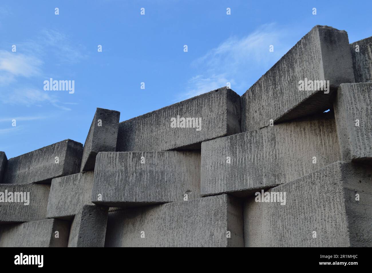 Sfondo, forma, struttura di pareti o pareti in mattoni chiari o mattoni bianchi Hebel Foto Stock