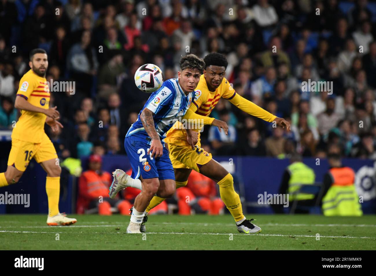 Barcellona, Spagna. 14th maggio, 2023. BARCELLONA, SPAGNA - 14 MAGGIO: La Liga Santander incontro tra FC Barcelona ed Espanyol allo stadio RCDE il 14 maggio 2023 a Barcellona, Spagna. (Foto di Sara Aribó/PxImages) Credit: PX Images/Alamy Live News Foto Stock