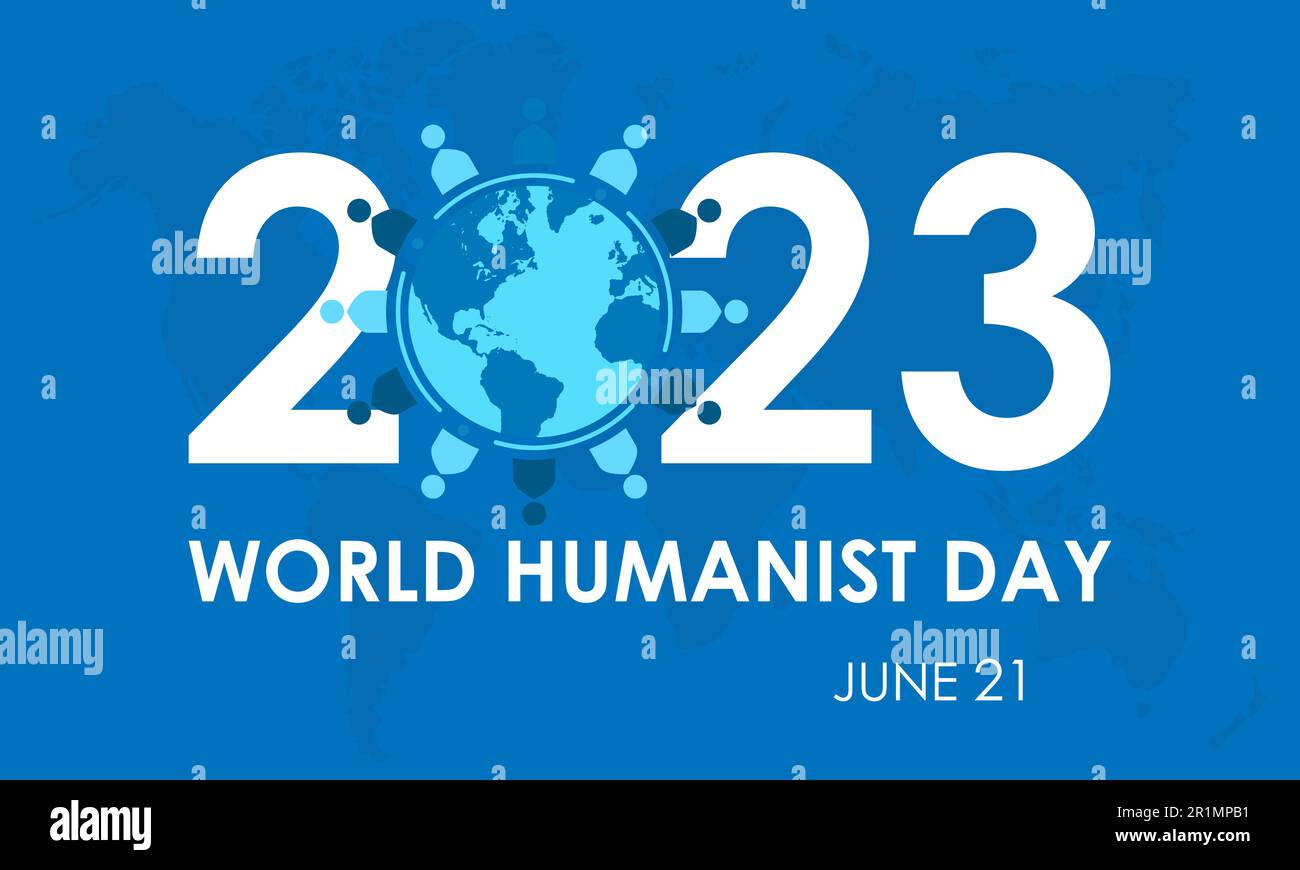 Modello di illustrazione vettoriale della Giornata Mondiale dell'Umanista 2023 Concept. Sostegno, aiuto, tema umanitario banner. Illustrazione Vettoriale