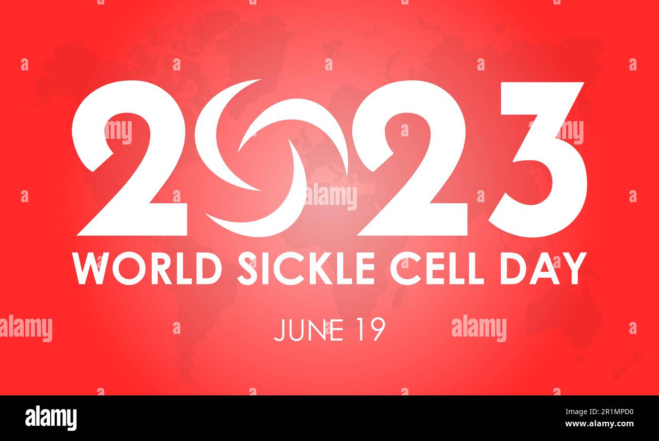 Modello di banner vettoriale di concetto per la prevenzione della salute della Giornata mondiale del sickle 2023. Cura dell'emoglobina, diagnosi, tema del trattamento sanitario. Illustrazione Vettoriale