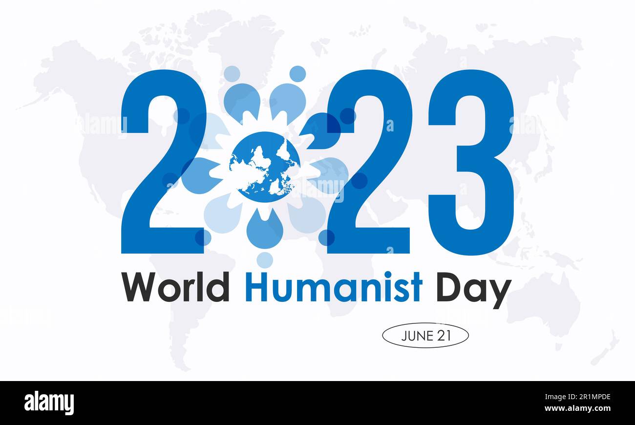 Modello di illustrazione vettoriale della Giornata Mondiale dell'Umanista 2023 Concept. Sostegno, aiuto, tema umanitario banner. Illustrazione Vettoriale