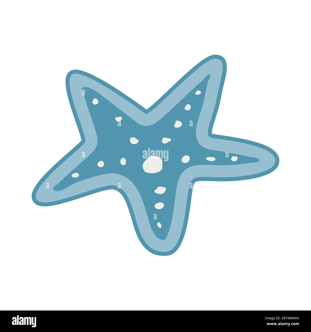 stelle marine blu disegnate a mano su sfondo bianco Illustrazione Vettoriale
