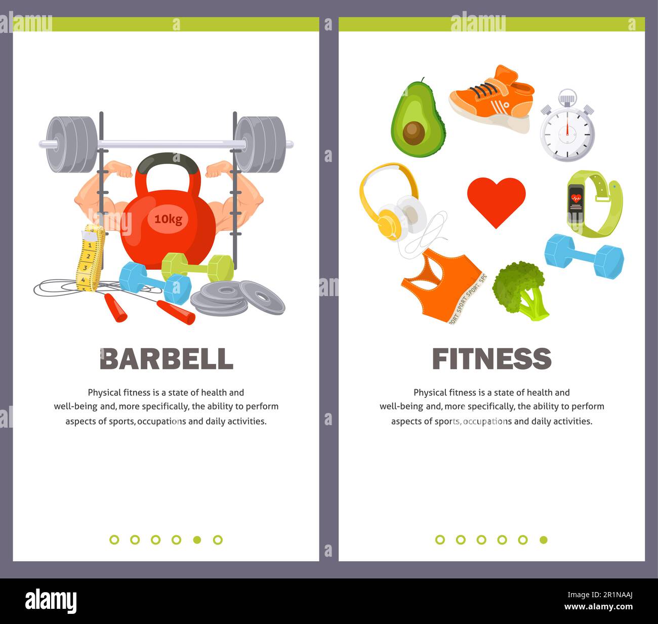 Concetto di Barbell e fitness per banner Web mobile Illustrazione Vettoriale