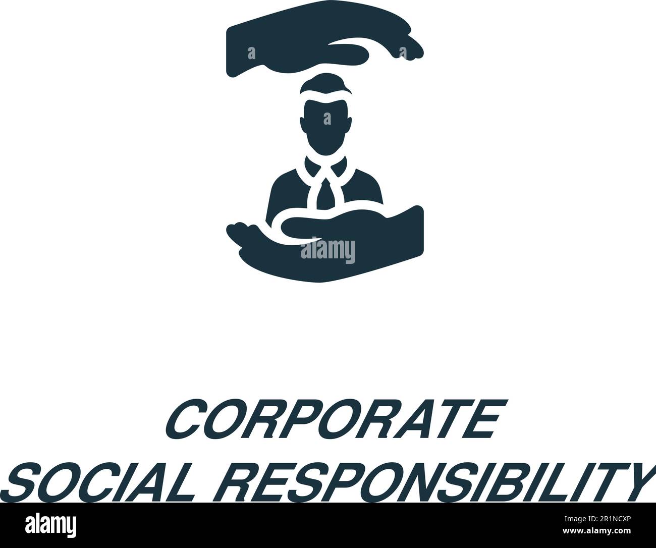 Icona responsabilità sociale aziendale. Bianco e nero semplice segno da beneficenza e non-profit collezione. Icona della responsabilità sociale aziendale per il logo Illustrazione Vettoriale