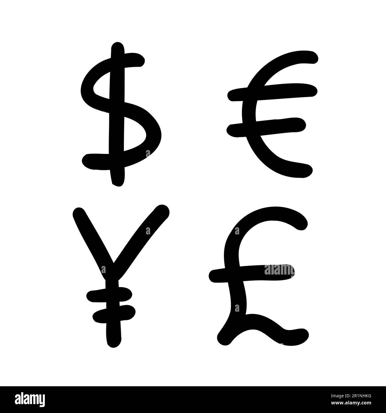 Scribble moneta denaro finanza segno icone dollaro usd. Illustrazione vettoriale in stile fumetto disegnata a mano isolato su sfondo bianco. Per la carta, Illustrazione Vettoriale
