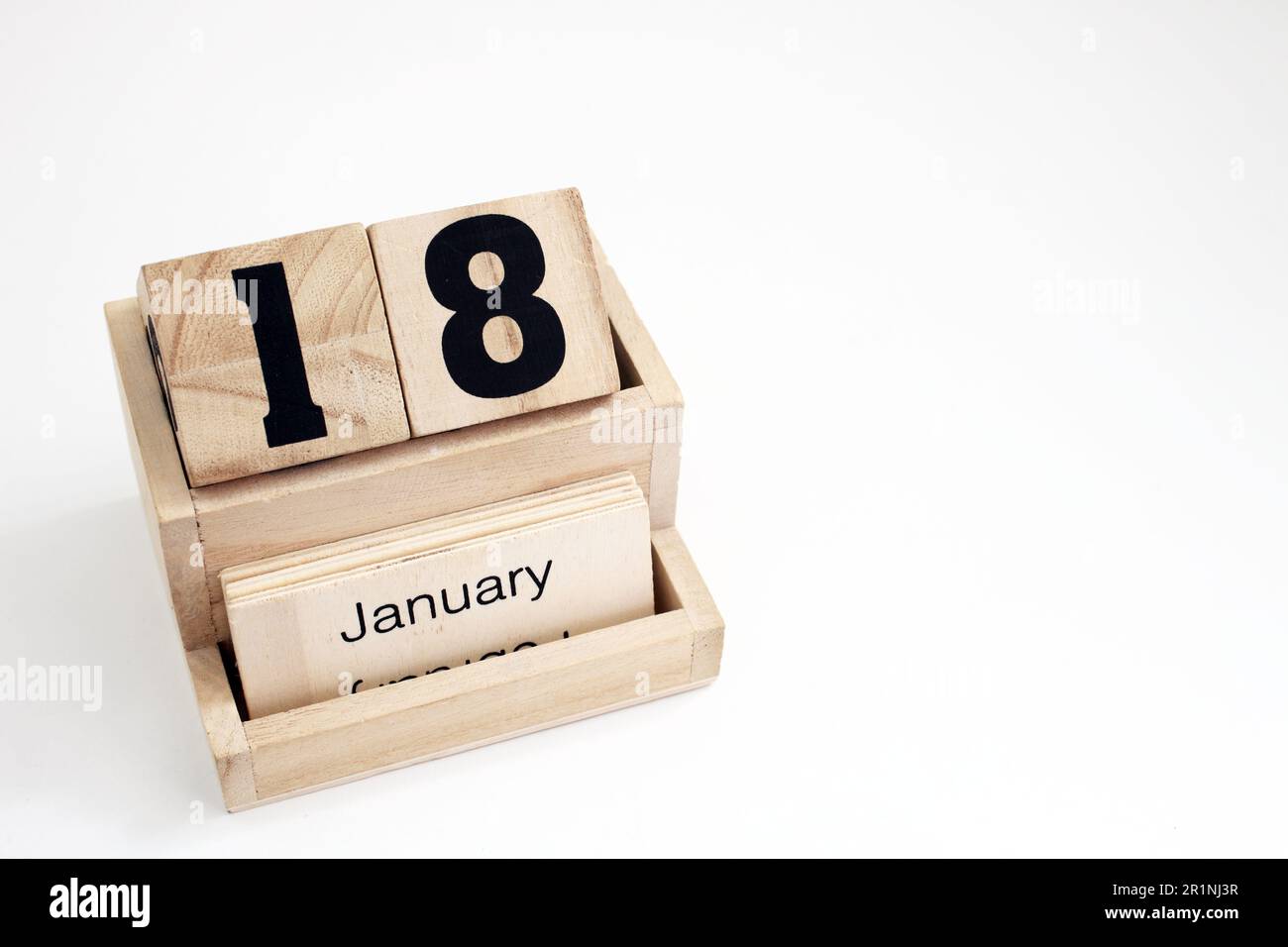 Blocchi di calendario perpetui in legno per gennaio Foto Stock