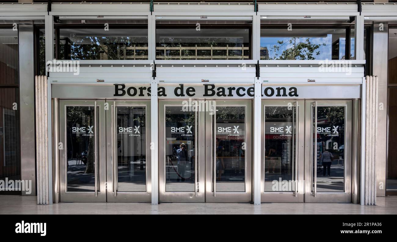 Borsa, Borsa di Barcellona, Barcellona, Catalogna, Spagna Foto Stock