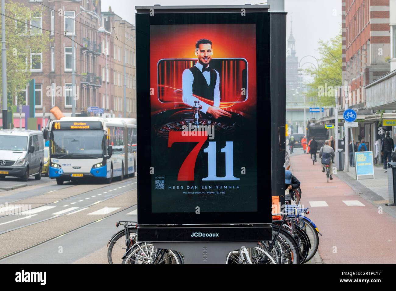 Billboard 711 Casino ad Amsterdam Paesi Bassi 8-5-2023 Foto Stock