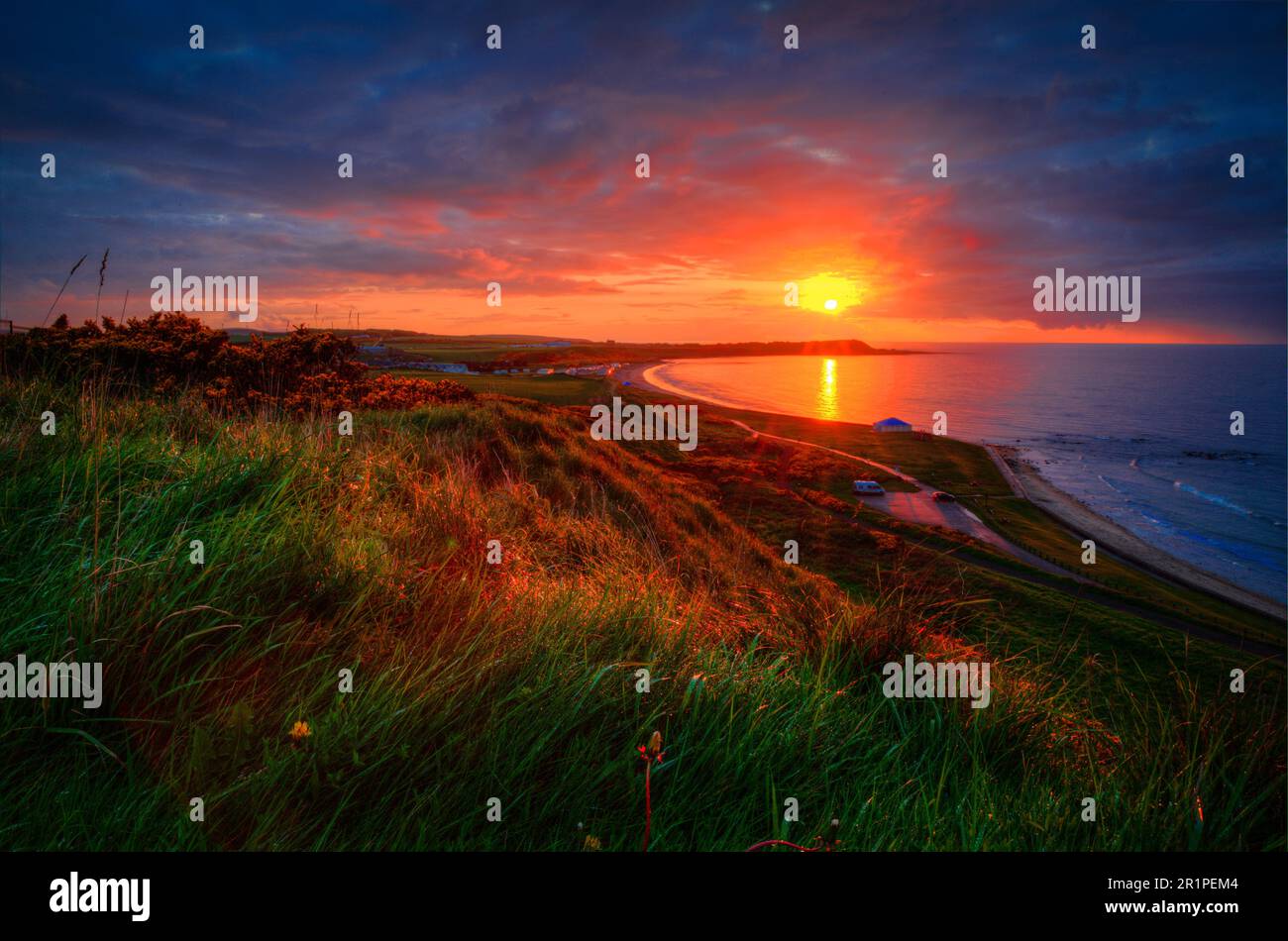 affacciato sulle colline bianche del brae heads banff aberdeenshire scotland. Foto Stock