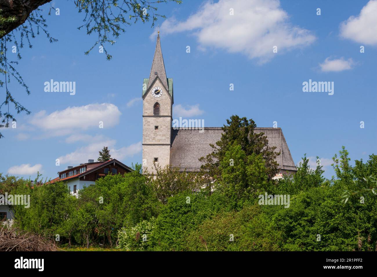 Chiesa, Seebruck, Chiemgau, alta Baviera, Baviera, Germania, Europa Foto Stock