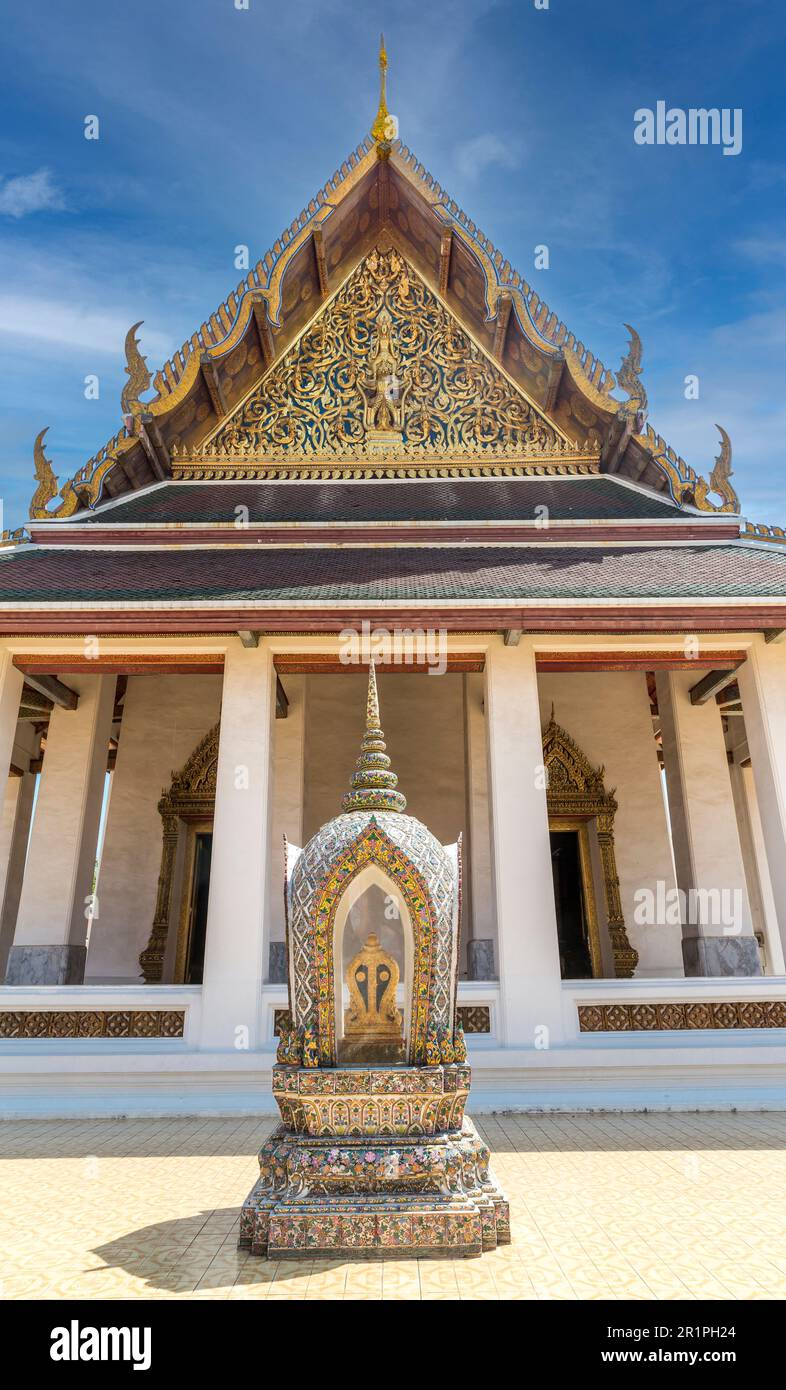 Bai Sema, pietra limite, Wat Saket, Tempio della montagna d'oro, Wat Saket Ratcha Wora Maha Wihan, Bangkok, Thailandia, Asia Foto Stock