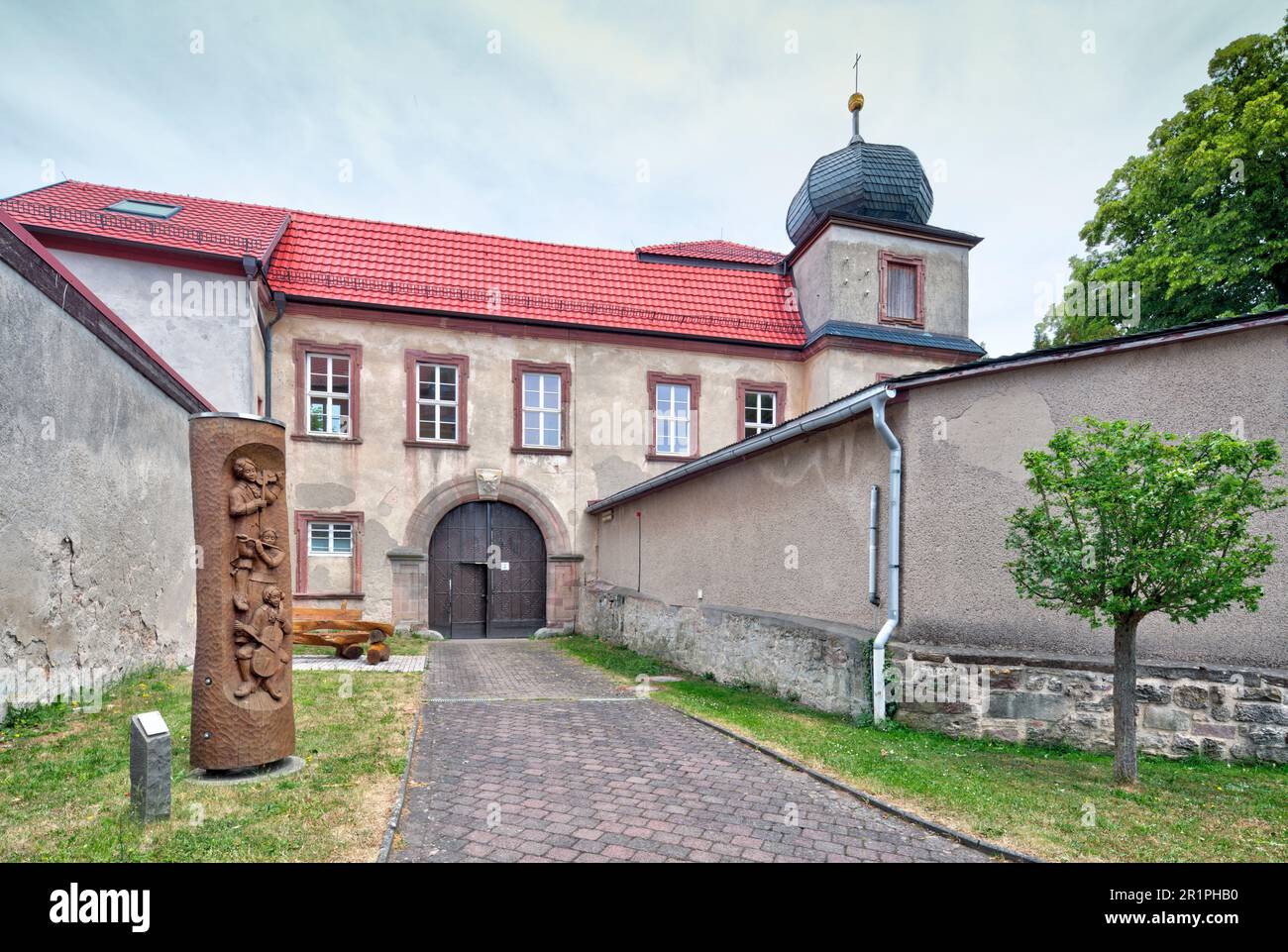 Propstei Zella, architettura, facciata casa, vista villaggio, estate, Zella, Rhön, Wartburgkreis, Turingia, Germania, Europa, Foto Stock