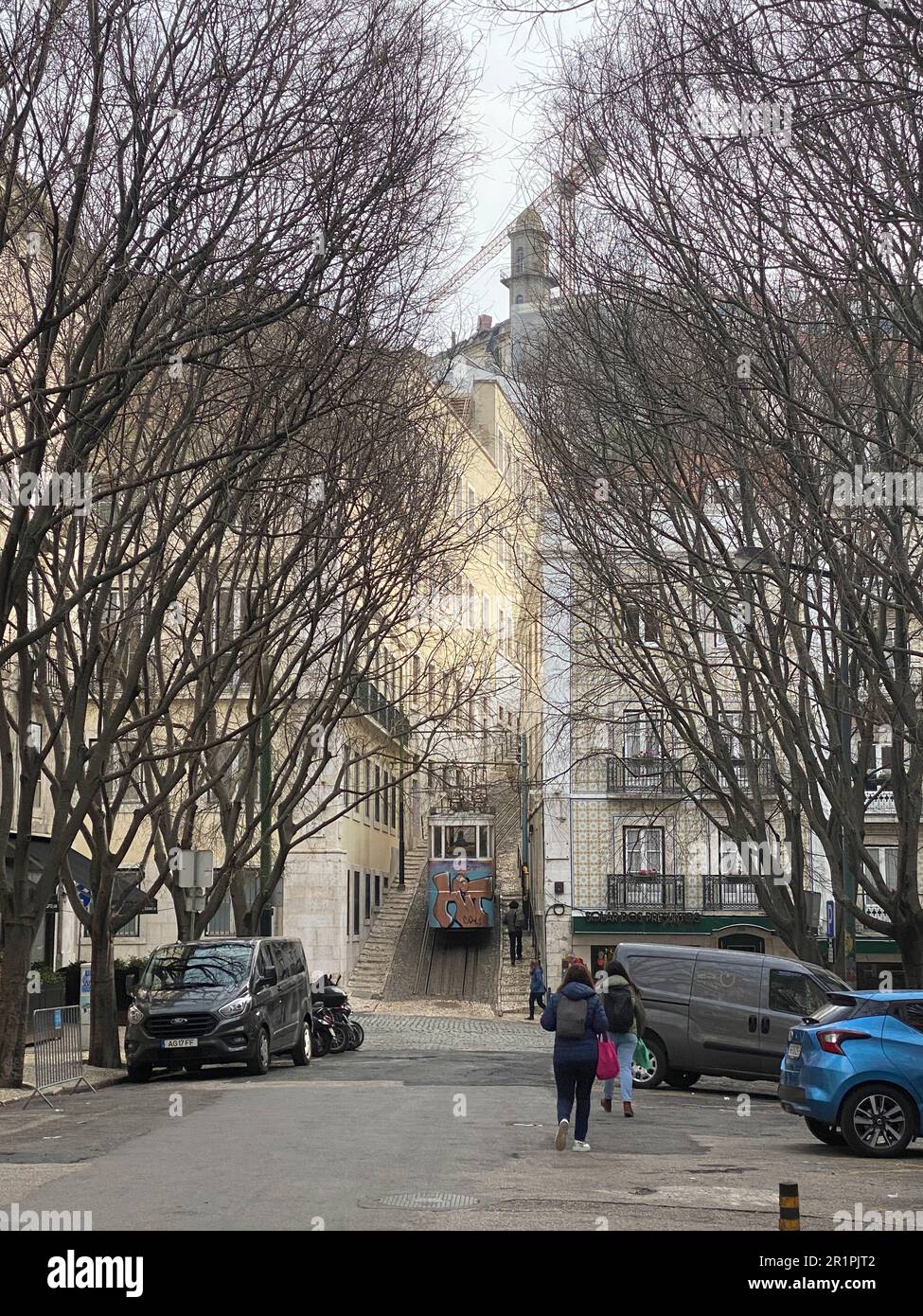 Funicolare (Elevador do Lavra) a Lisbona, Portogallo Foto Stock