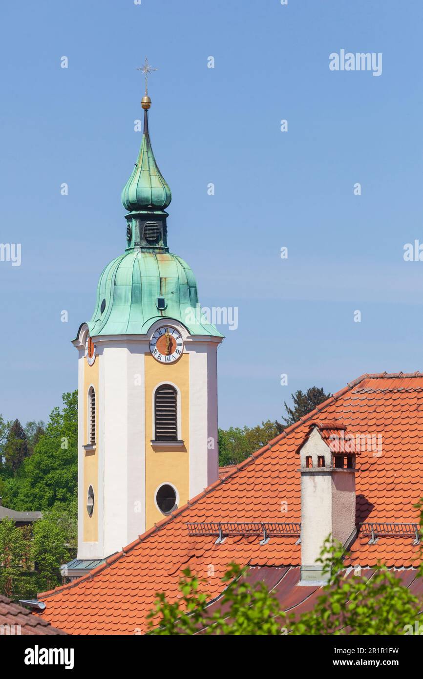 Chiesa di Miesbach, alta Baviera, Baviera, Germania, Europa Foto Stock