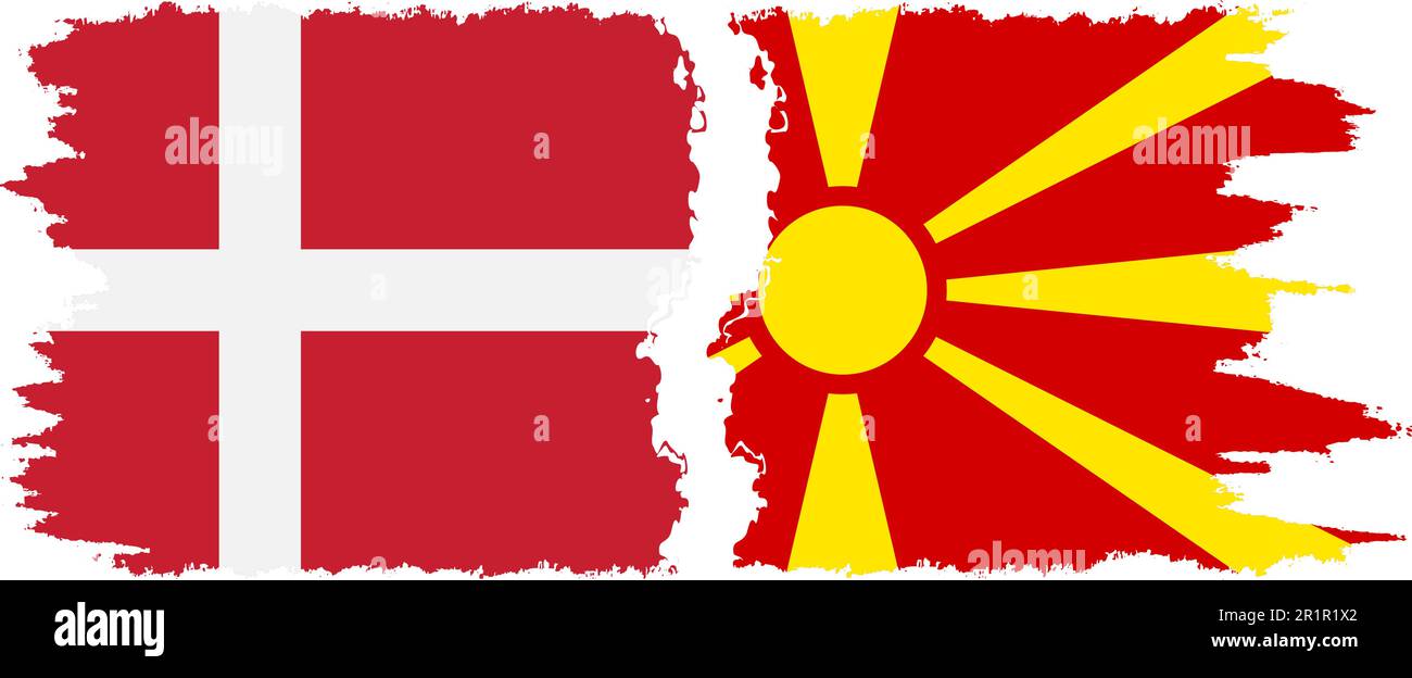 La Macedonia settentrionale e la Danimarca battono bandiera connessione, vettore Illustrazione Vettoriale