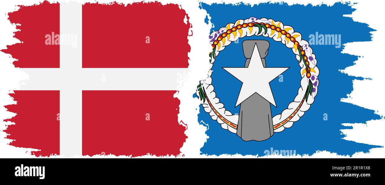 Isole Marianne Settentrionali e Danimarca battono bandiera connessione, vettore Illustrazione Vettoriale