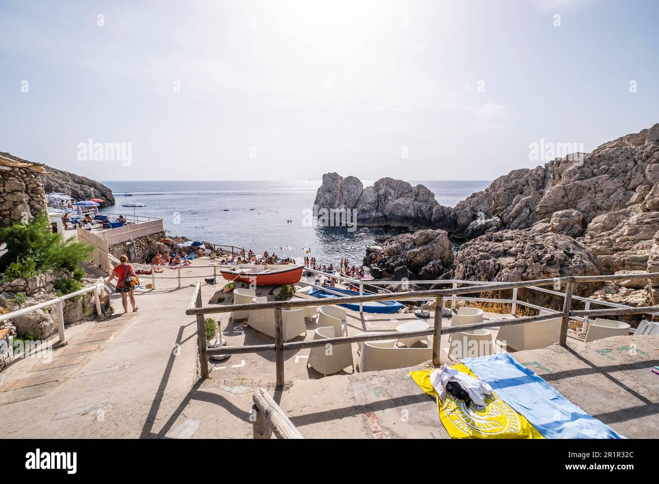 Stabilimento balneare Lido del Faro, Anacapri, Isola di Capri, Golfo di Napoli, Campania, Italia, Europa Foto Stock