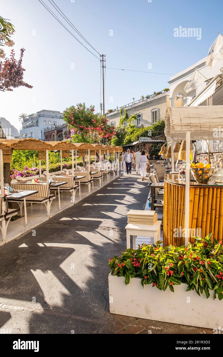 Ristorante nei vicoli di Capri, Capri, Golfo di Napoli, Campania, Italia, Europa Foto Stock