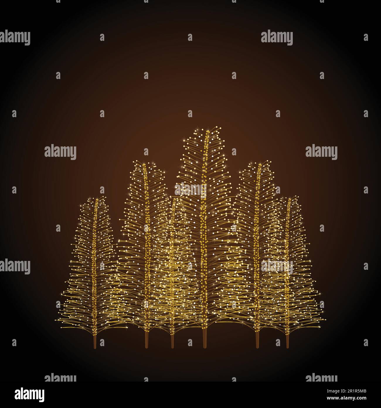 Albero di Natale con luci su sfondo scuro Illustrazione Vettoriale