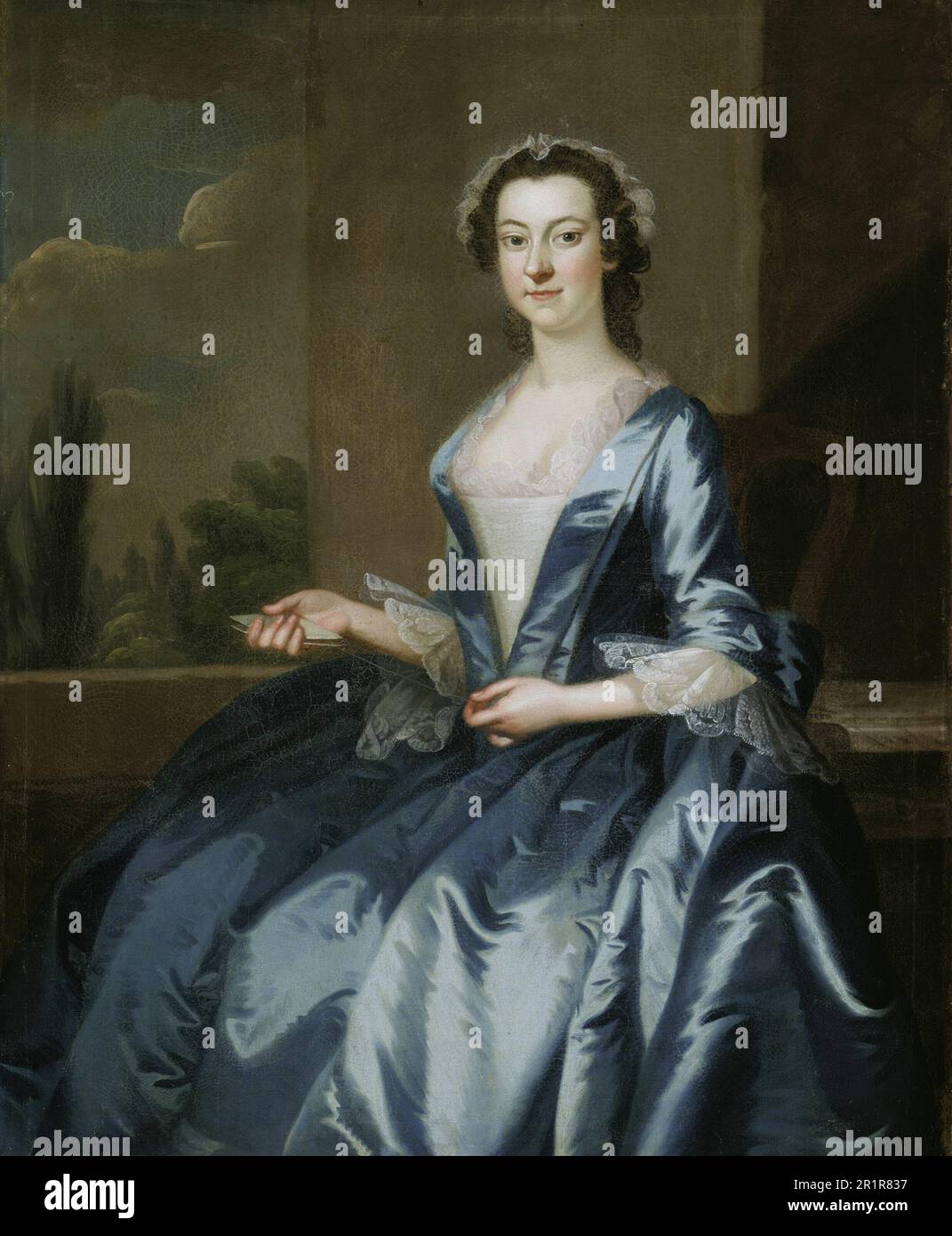 Ritratto di una donna Data: 1749/52 artista: John Wollaston americano, nato Inghilterra, c. 1710–c. 1775 Foto Stock