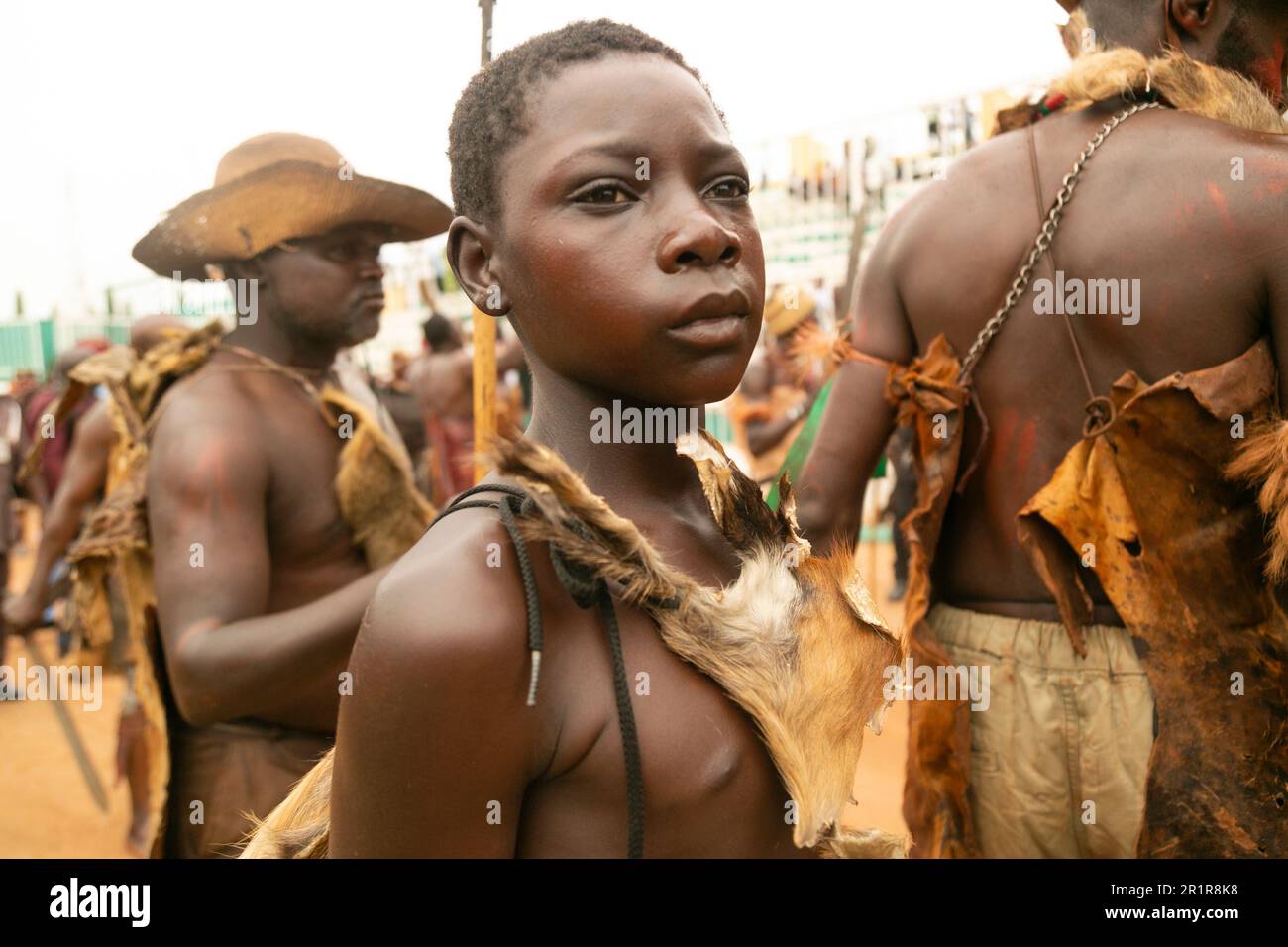 Jos, Nigeria. 12th maggio 2023. Giovane soldato Berom sul fronte di battaglia, Jos, Stato dell'altopiano, Nigeria. Foto Stock
