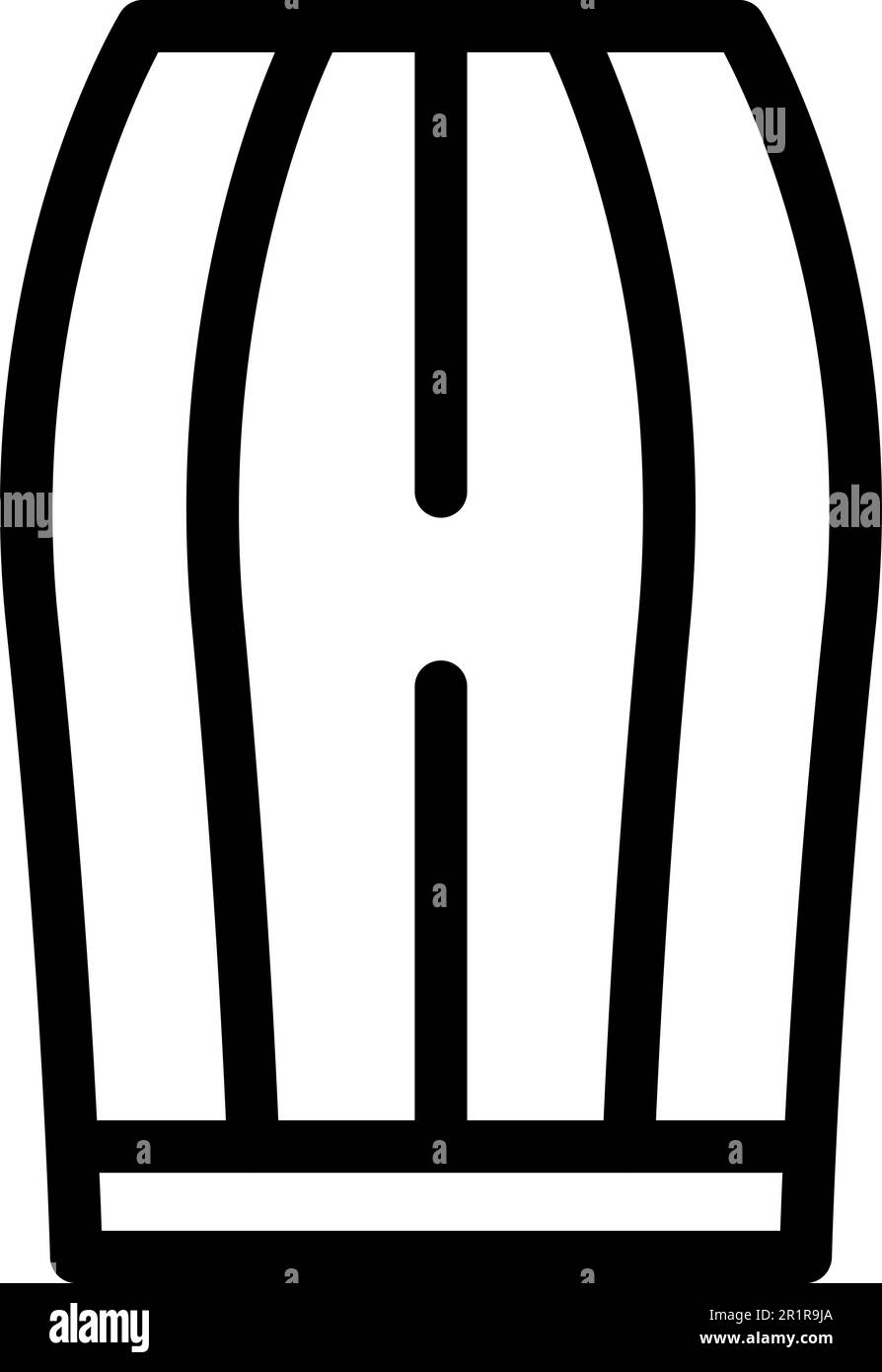 Elegante gonna icona contorno vettore. Moda tessuto. Indossare il denim Illustrazione Vettoriale