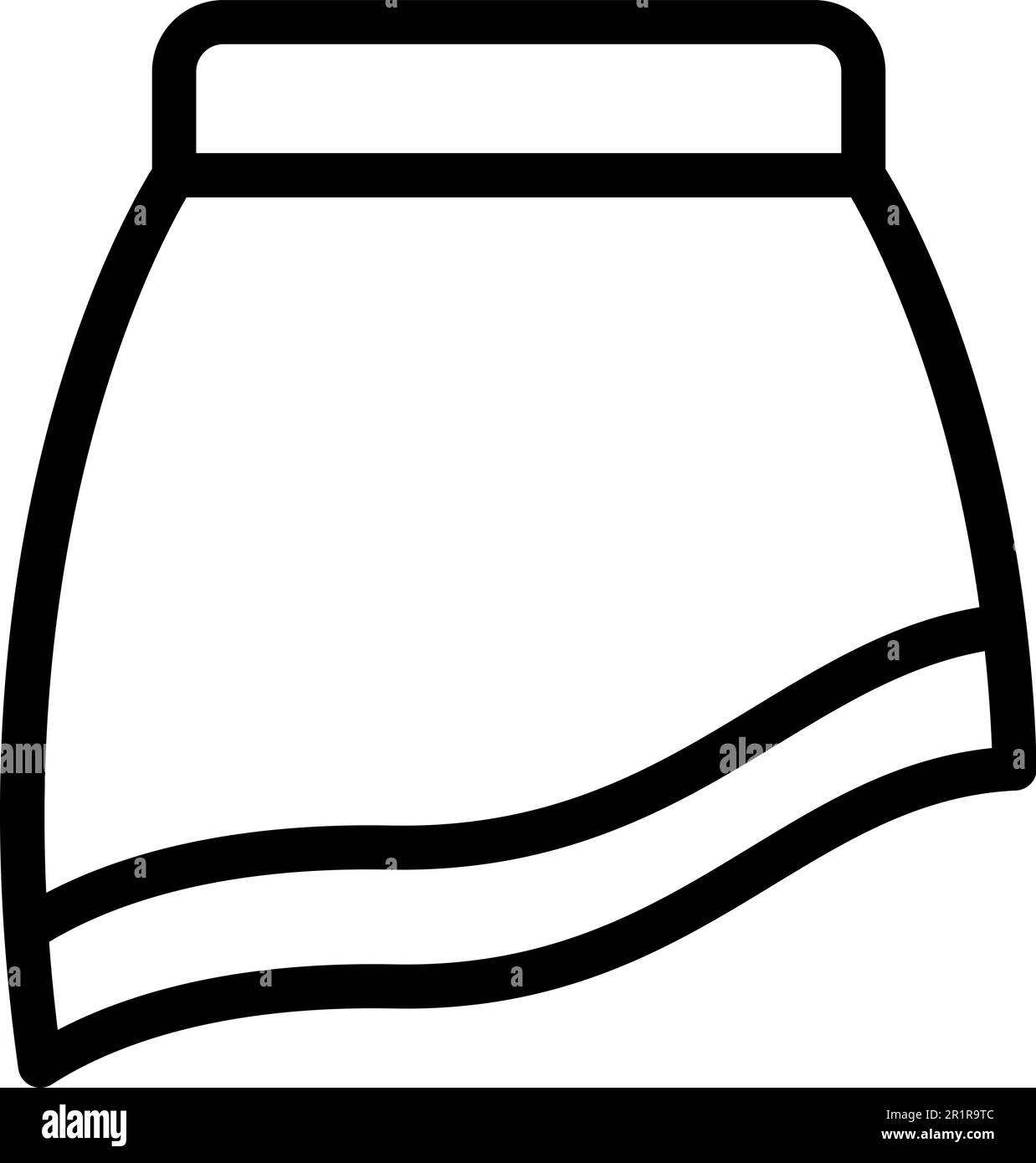 Vettore contorno icona dettaglio gonna. Tessuto donna. Abbigliamento moda Illustrazione Vettoriale