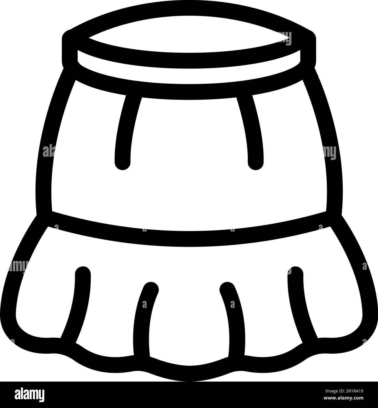 Indossa una nuova gonna icona contorno vettoriale. Denim casual. Immagine zip Illustrazione Vettoriale