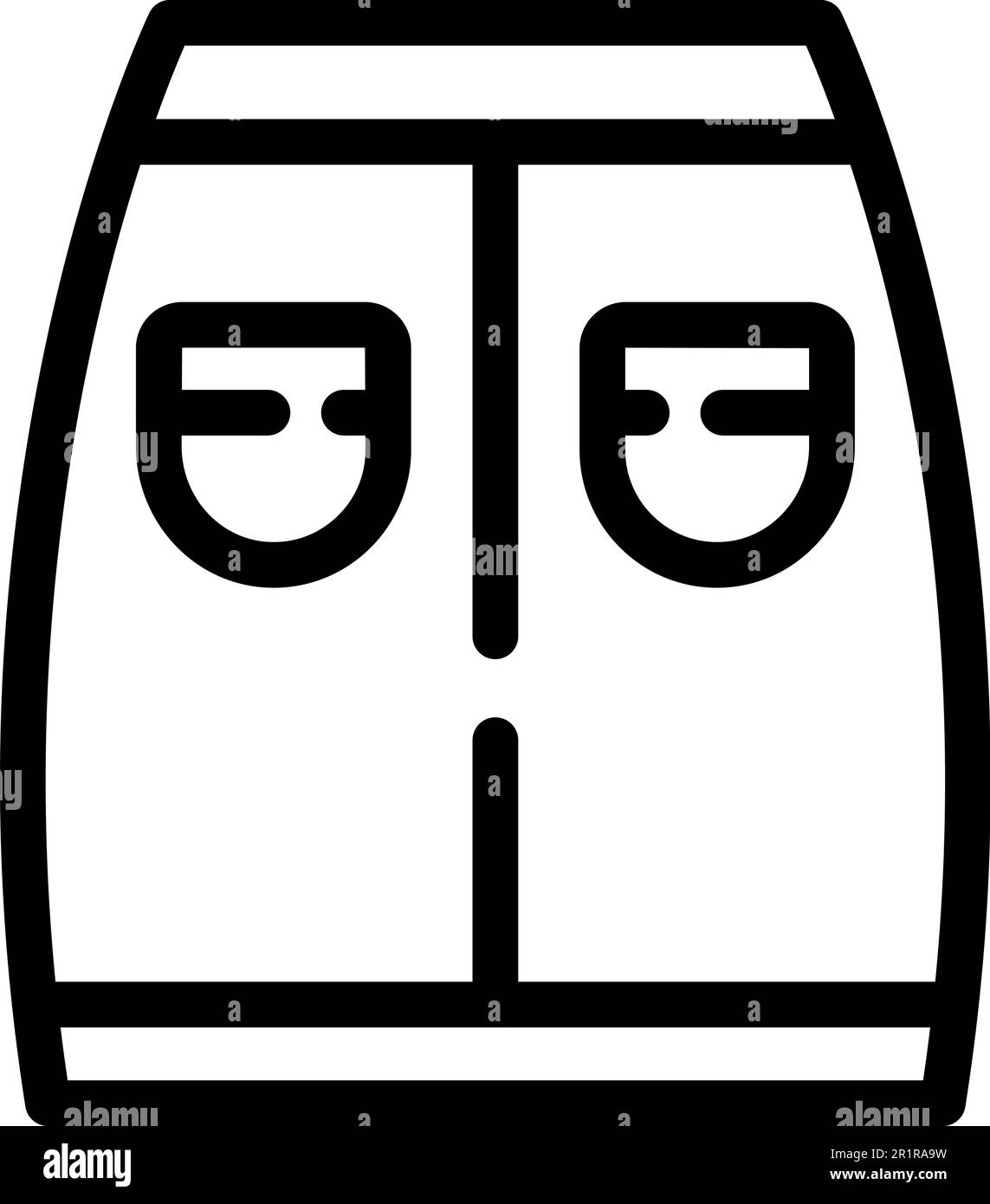 Gonna in pelle icona contorno vettore. Stile donna. Indossare il denim Illustrazione Vettoriale