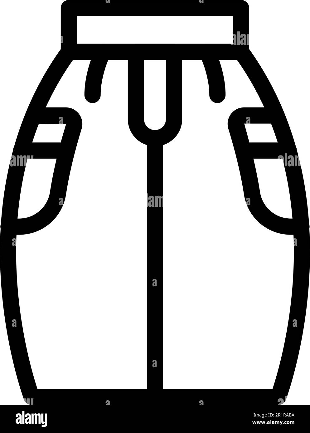 Icona con zip gonna vettore contorno. Stile tessuto. Donna casual Illustrazione Vettoriale