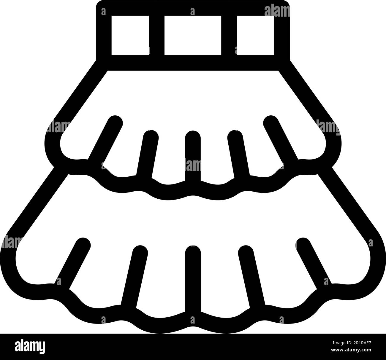 Ragazza gonna icona contorno vettore. Design in tessuto. Indossare il denim Illustrazione Vettoriale