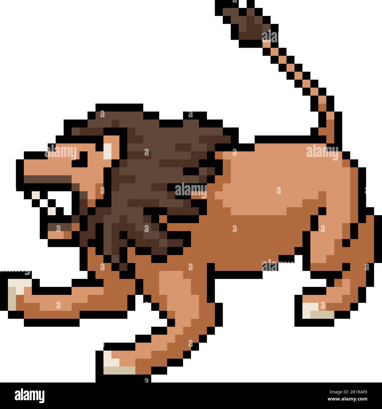 pixel art di feroce leone ruggito Illustrazione Vettoriale