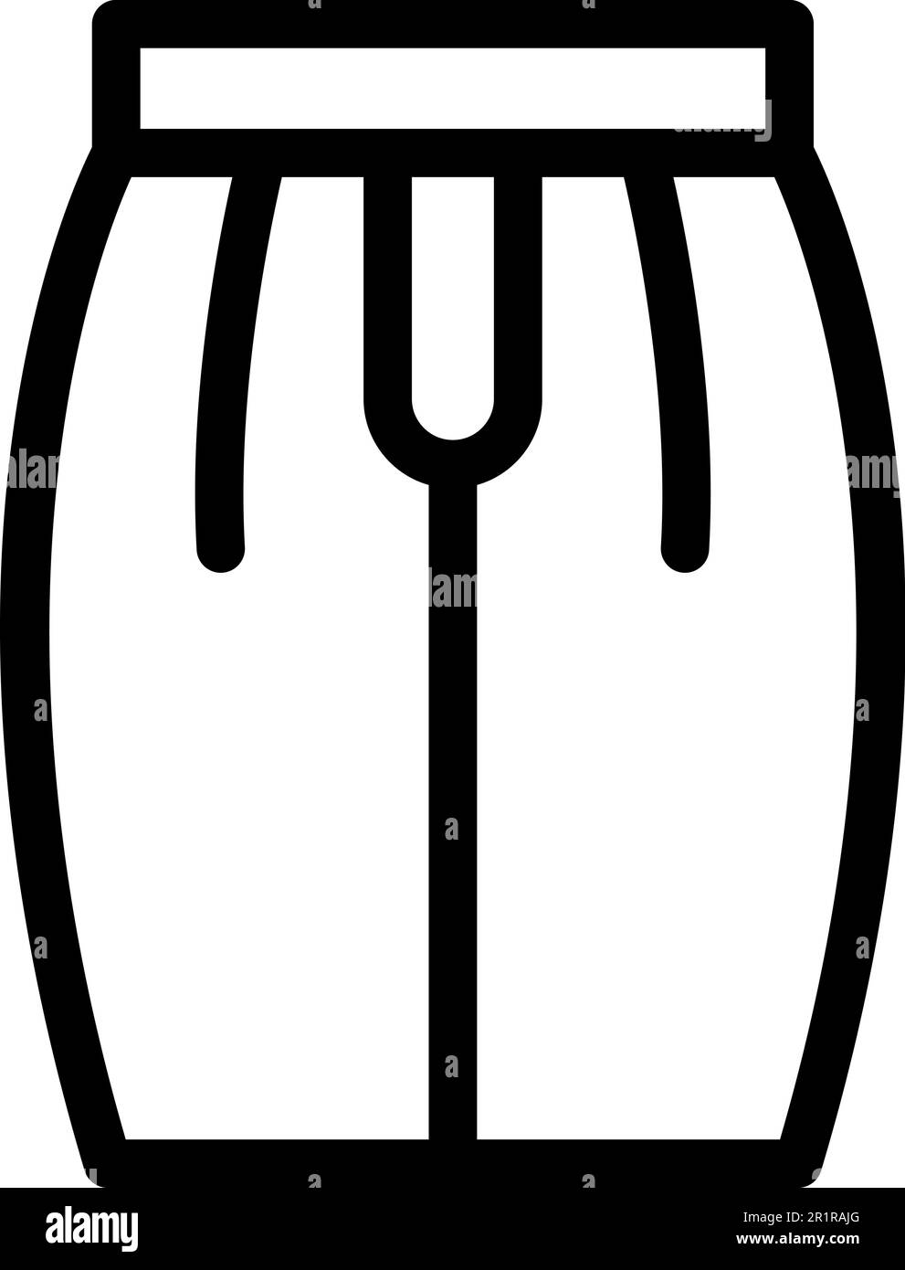 Icona di tela con cerniera vettore contorno. Tessuto denim. Panno per gonna Illustrazione Vettoriale