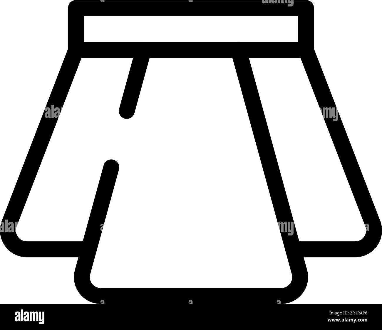 Vettore contorno icona gonna svasata. Design in tessuto. Collezione denim Illustrazione Vettoriale