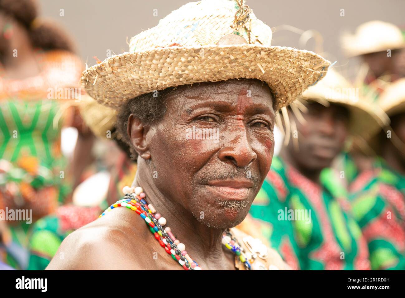 Jos, Nigeria. 12th maggio 2023. Ritratto del soldato di Berom durante il festival tradizionale di Nzem Berom a Jos, Stato dell'altopiano, Nigeria. Foto Stock