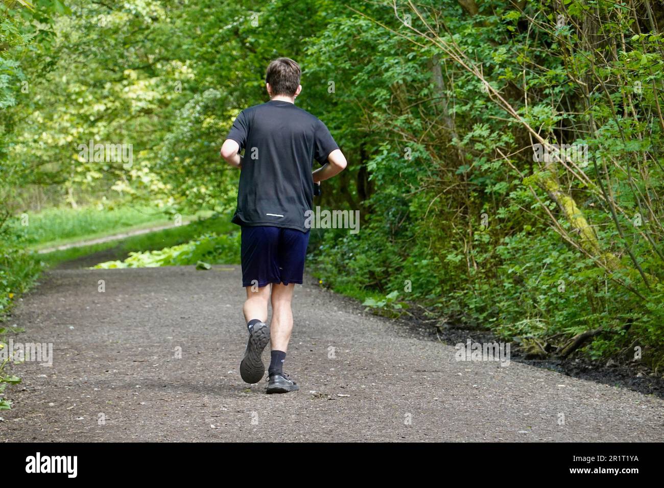 Un giovane scherza lungo il Sentiero della valle di Settt Foto Stock