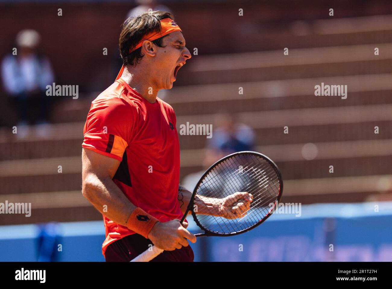 TURIM, tu - 15.05.2023: PIEMONTE OPEN ATP CHALLENGER 175 - Tennis - ATP Challenger Tour - Piemonte Open - Nerman Fatic (BIH) X Ugo Carabelli (ARG) valido per la prima fase del torneo, che si svolge al Circolo della Stampa - Sporting, a Torino-ITA, questo Lunedì (15). Nella foto Camilo Ugo Carabelli celebra la vittoria nella partita (Foto: Luca Castro/Fotoarena) Foto Stock