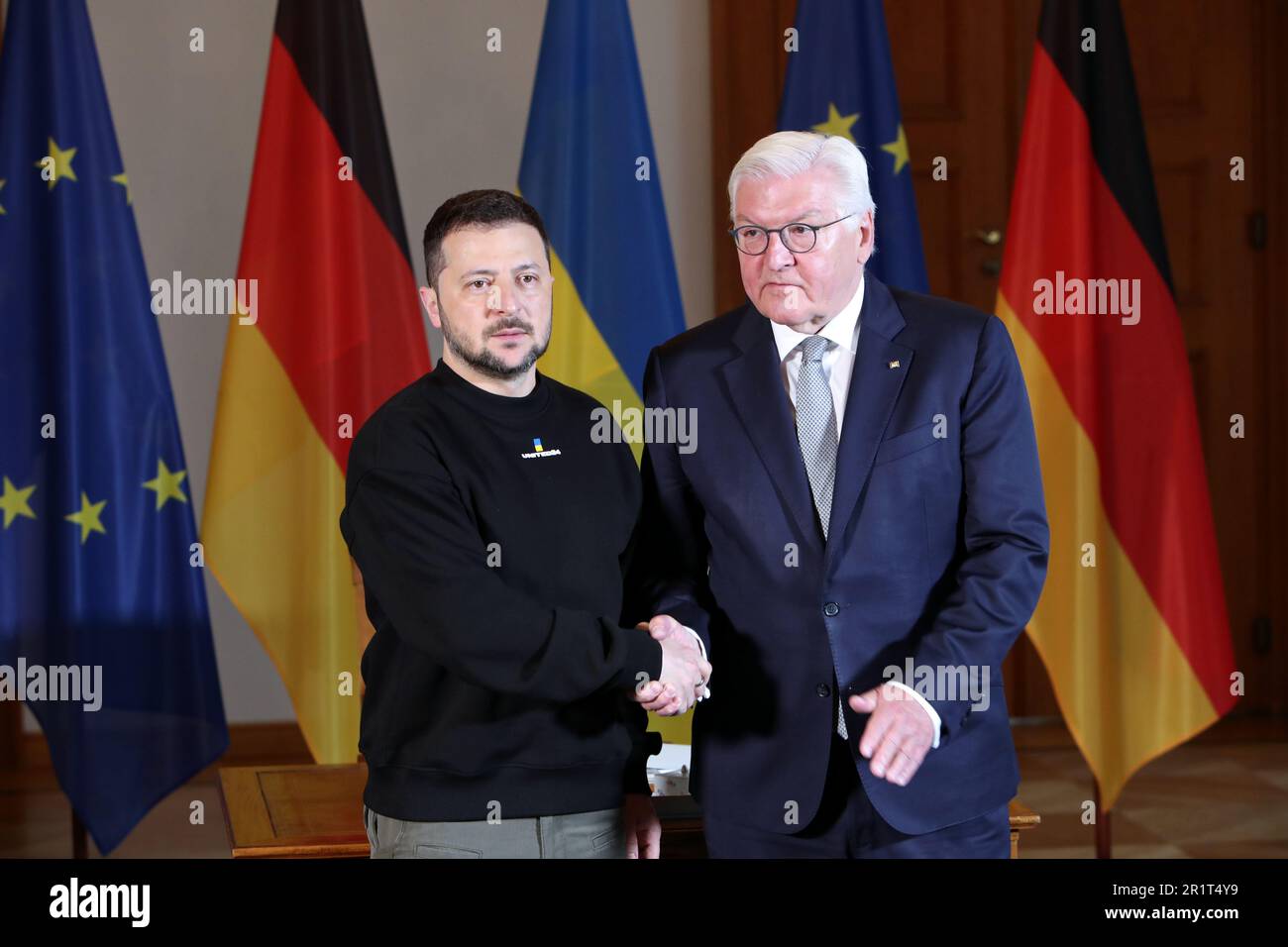 Berlino, Germania, 14,5.23, Volodymyr Zelenskyj, Presidente dell'Ucraina e Presidente federale tedesco Frank-Walter Steinmeier Foto Stock