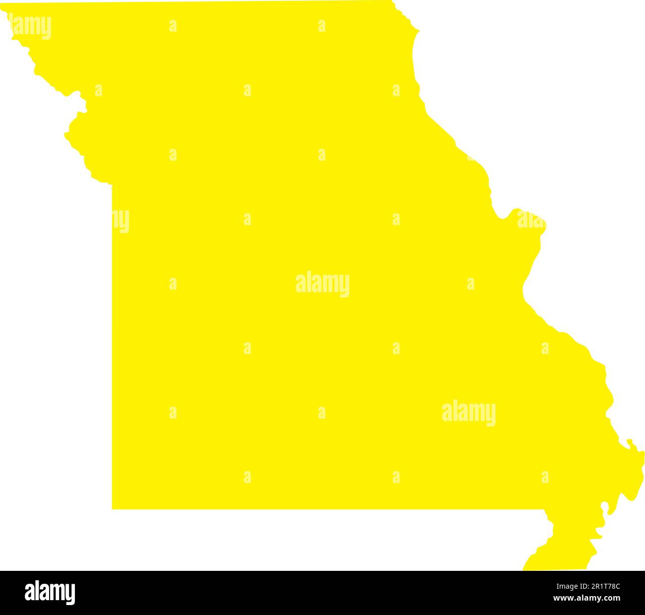 Mappa dei colori CMYK GIALLO del MISSOURI, USA Illustrazione Vettoriale